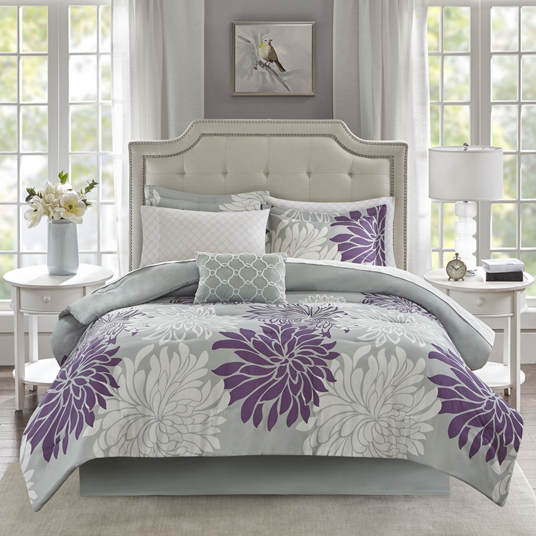 Papania Purple 9 Pc Queen Comforter Set - Thumbnail - Image 9