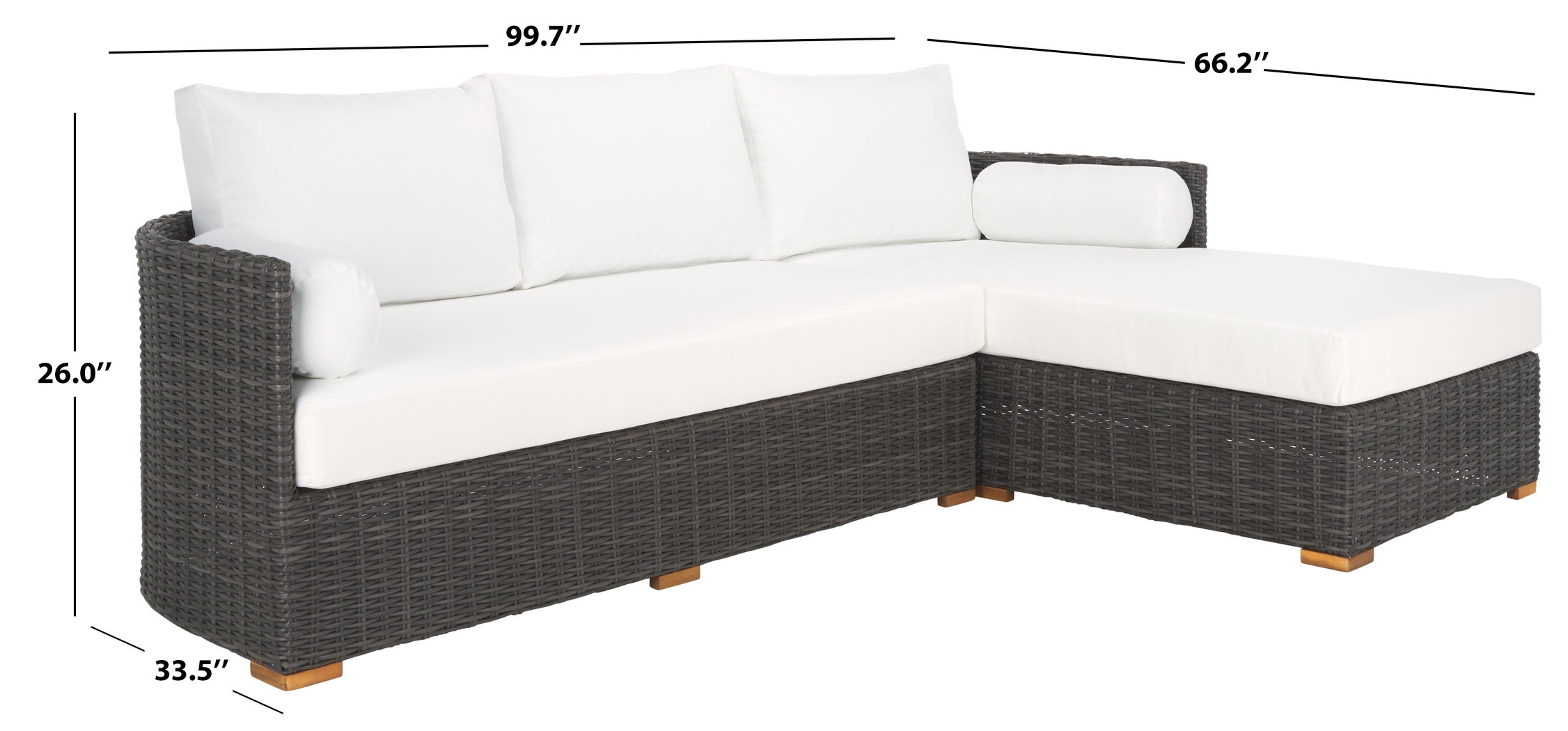 Pargeo Charcoal 2 Pc Outdoor Right Arm Chaise Sectional - Thumbnail - Image 2