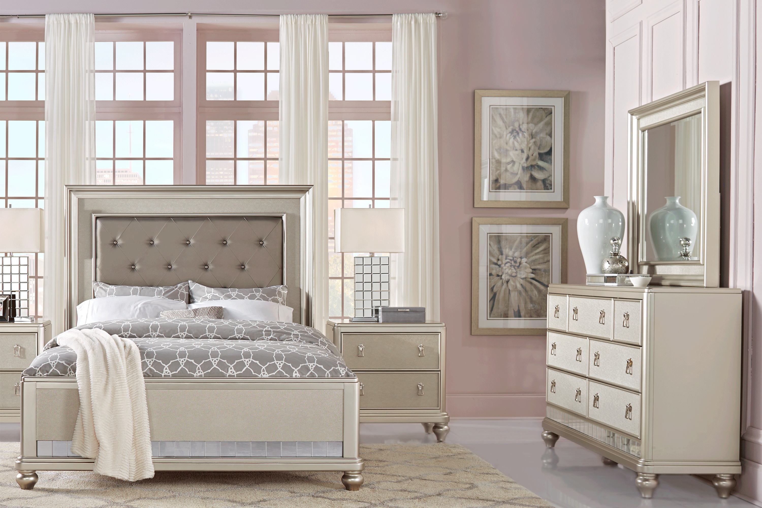 Paris Silver 5 Pc King Bedroom - Thumbnail - Image 1