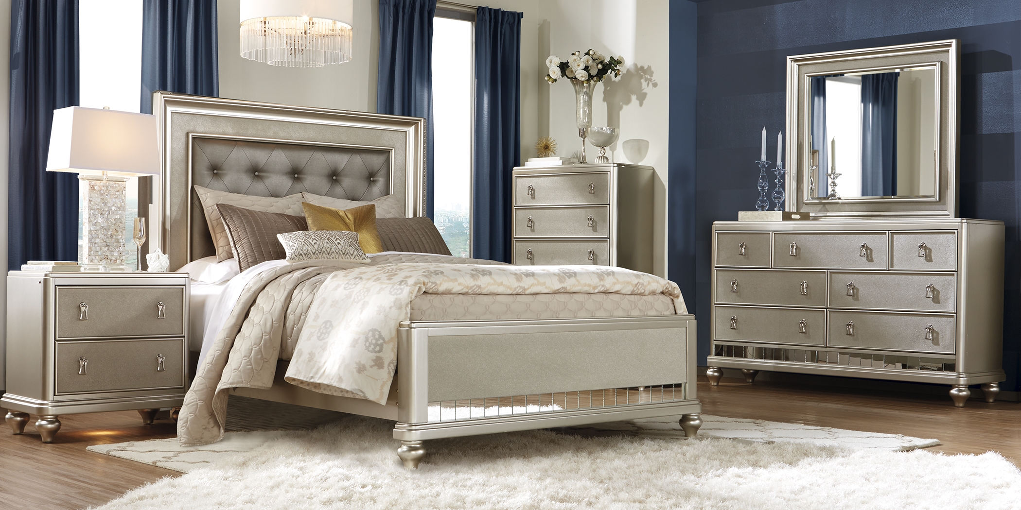Paris Silver 5 Pc Queen Bedroom - Thumbnail - Image 2