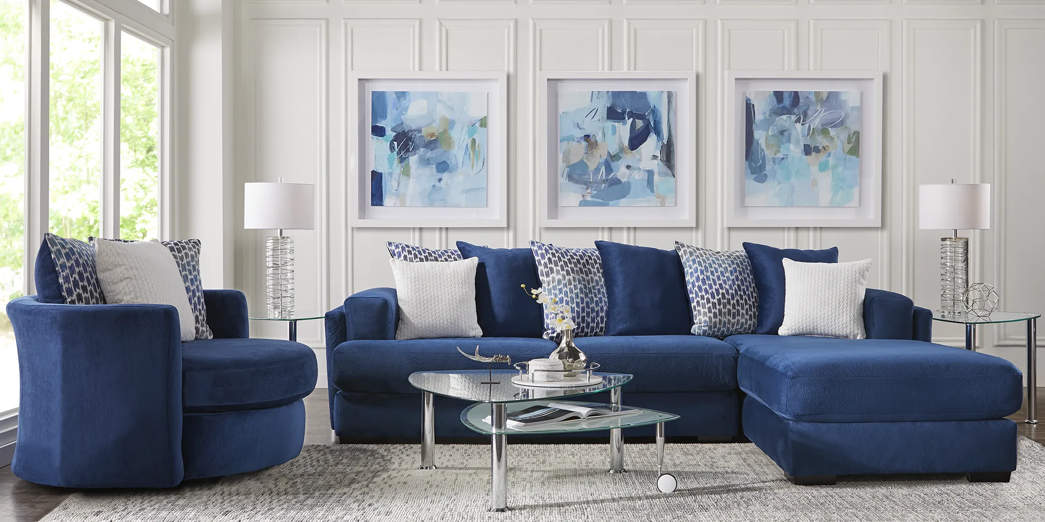 Park Trace Navy 2 Pc Sectional - Thumbnail - Image 2