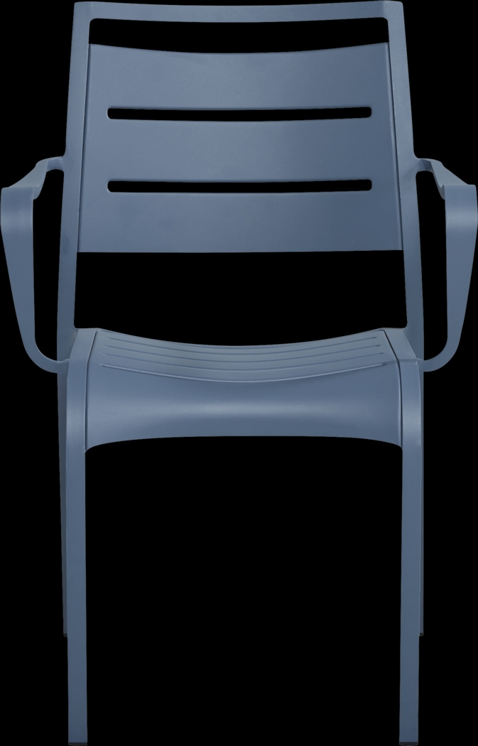 Park Walk White 7 Pc 70 in. Rectangle Outdoor Dining Set with Navy Chairs - Thumbnail - Image 5