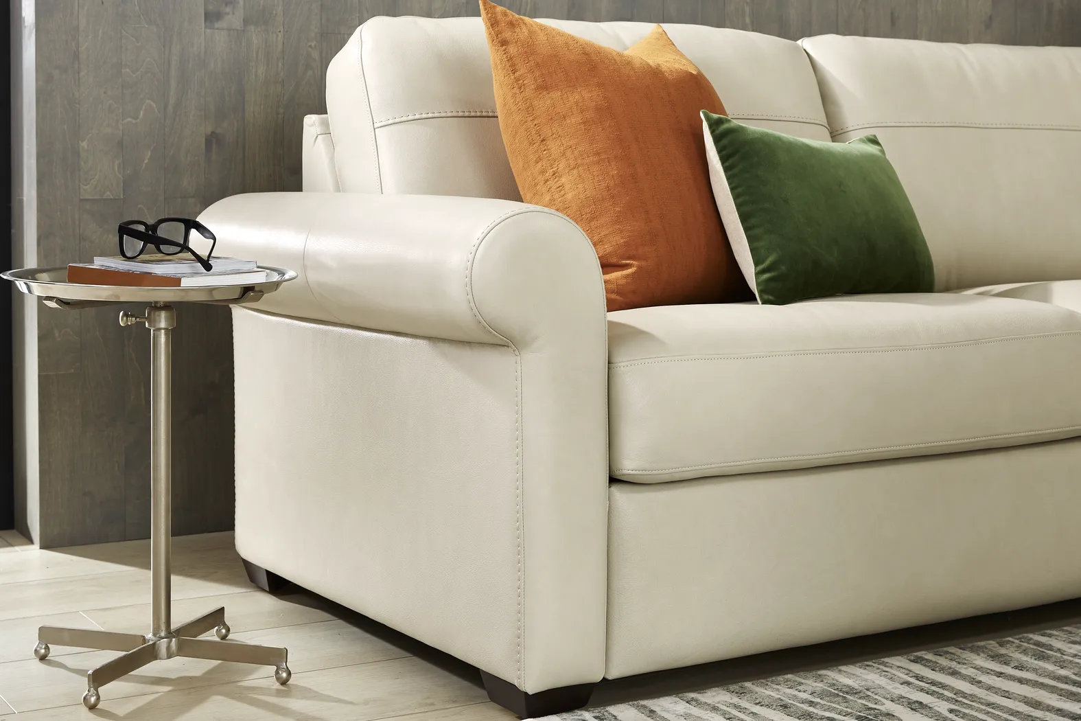Parker Cream Leather 8 Pc Living Room with Sleeper Loveseat - Thumbnail - Image 5