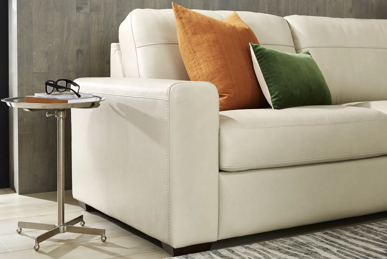 Parker Cream Leather 8 Pc Living Room with Sleeper Loveseat - Thumbnail - Image 5