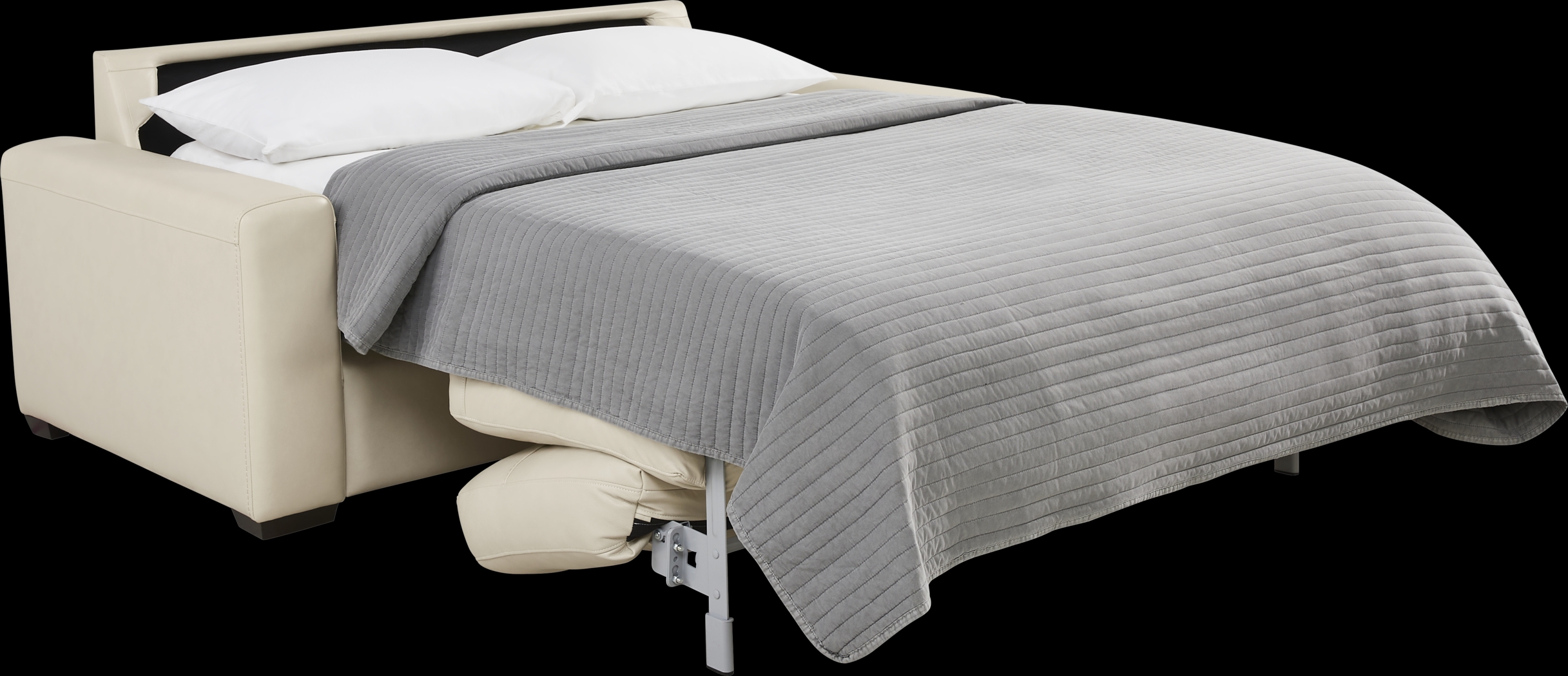 Parker Cream Leather 2 Pc Living Room with Sleeper Loveseat - Thumbnail - Image 4