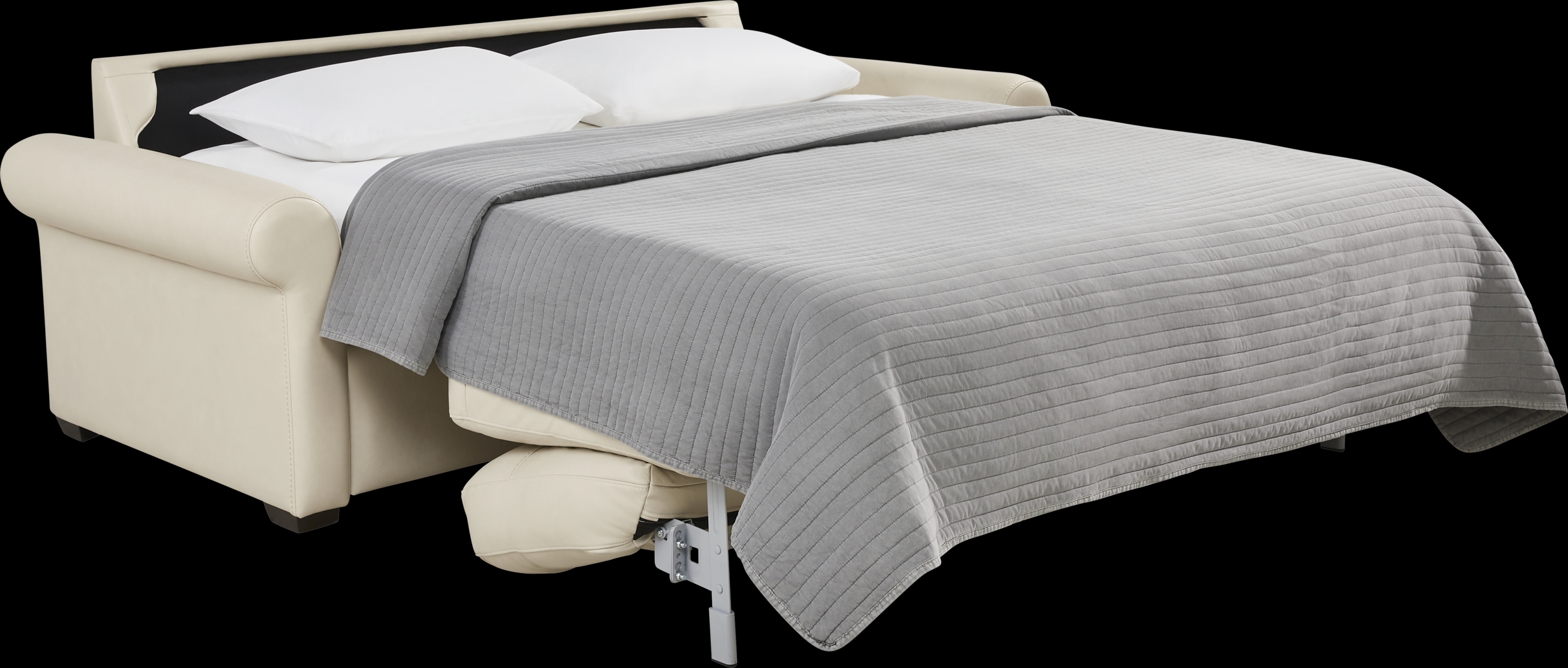 Parker Cream Leather Sleeper Sofa - Thumbnail - Image 4