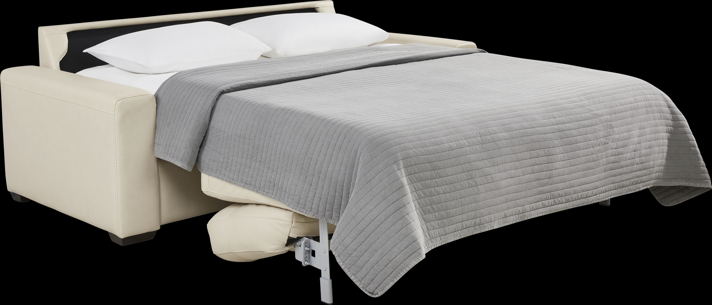 Parker Cream Leather Sleeper Sofa - Thumbnail - Image 2