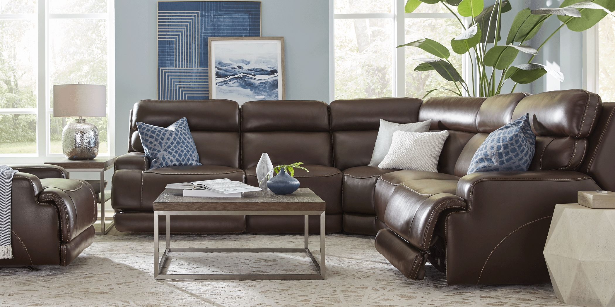Parker Point Dark Brown Leather 8 Pc Triple Power Reclining Sectional Living Room - Thumbnail - Image 4