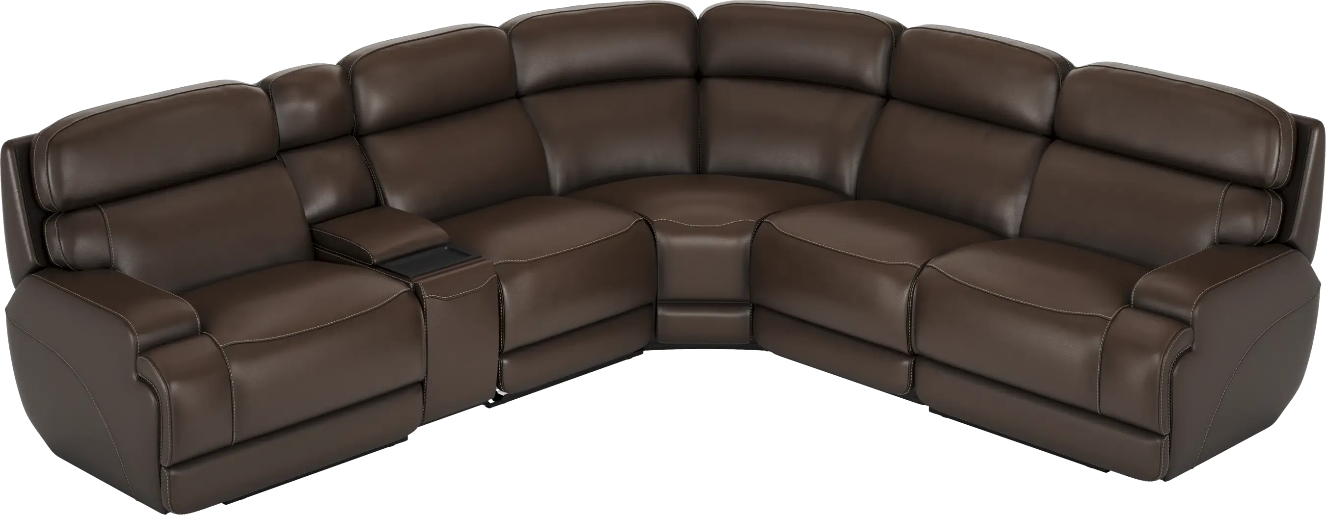 Parker Point Dark Brown Leather 6 Pc Triple Power Reclining Sectional - Thumbnail - Image 1