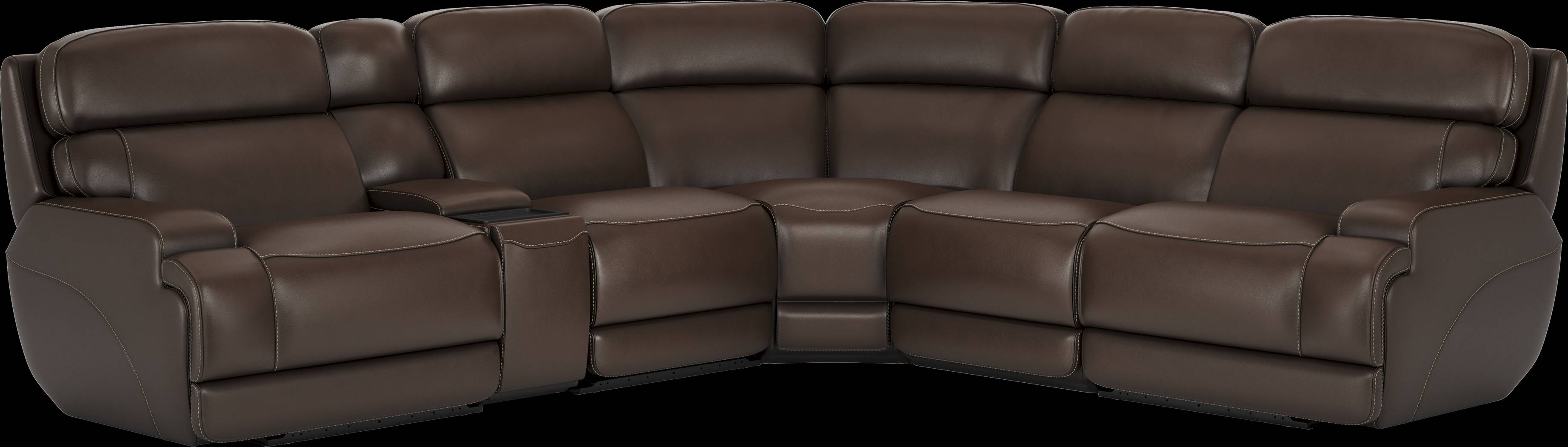 Parker Point Dark Brown Leather 9 Pc Triple Power Reclining Sectional Living Room - Thumbnail - Image 5