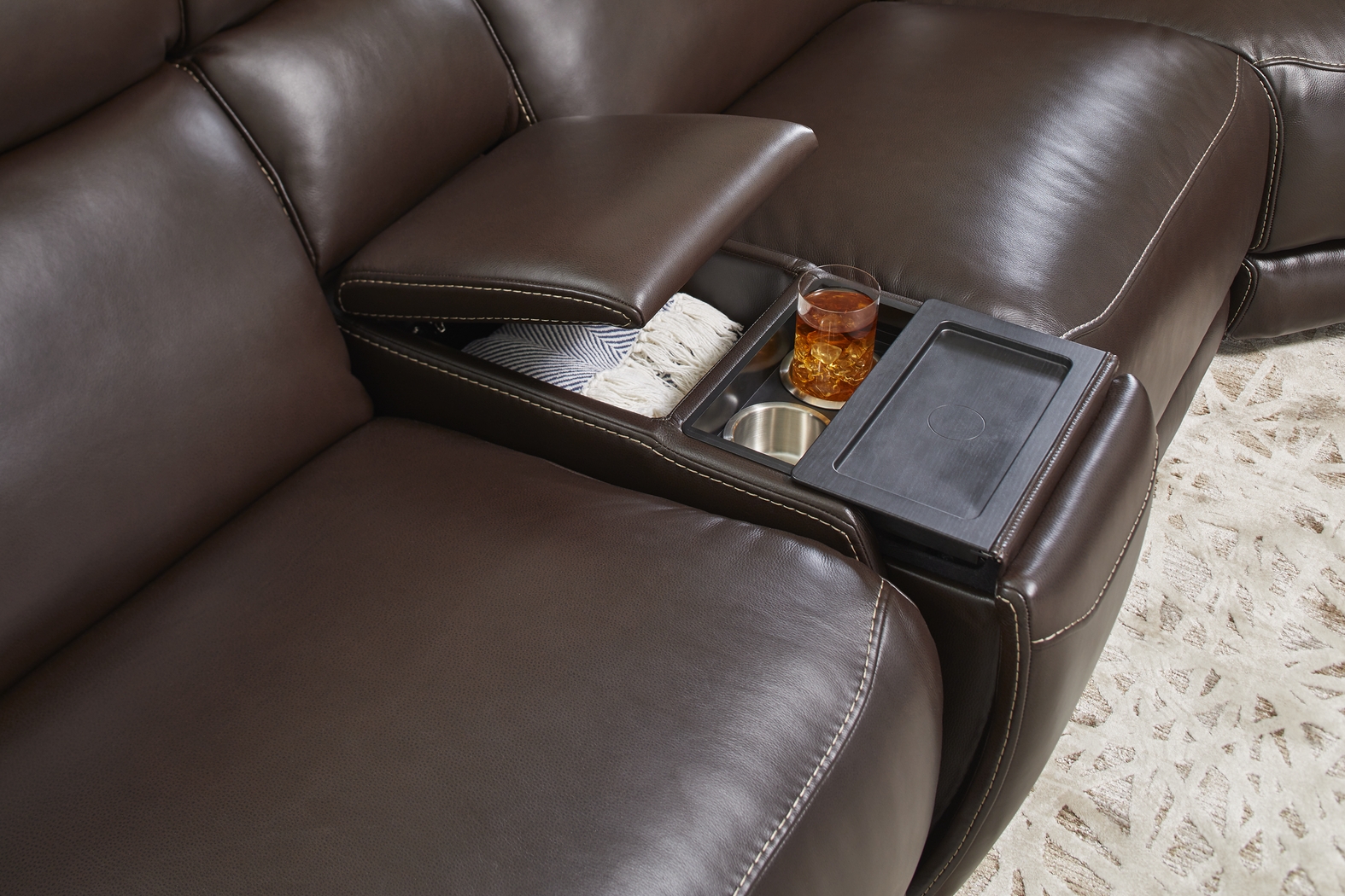 Parker Point Dark Brown Leather 9 Pc Triple Power Reclining Sectional Living Room - Thumbnail - Image 11