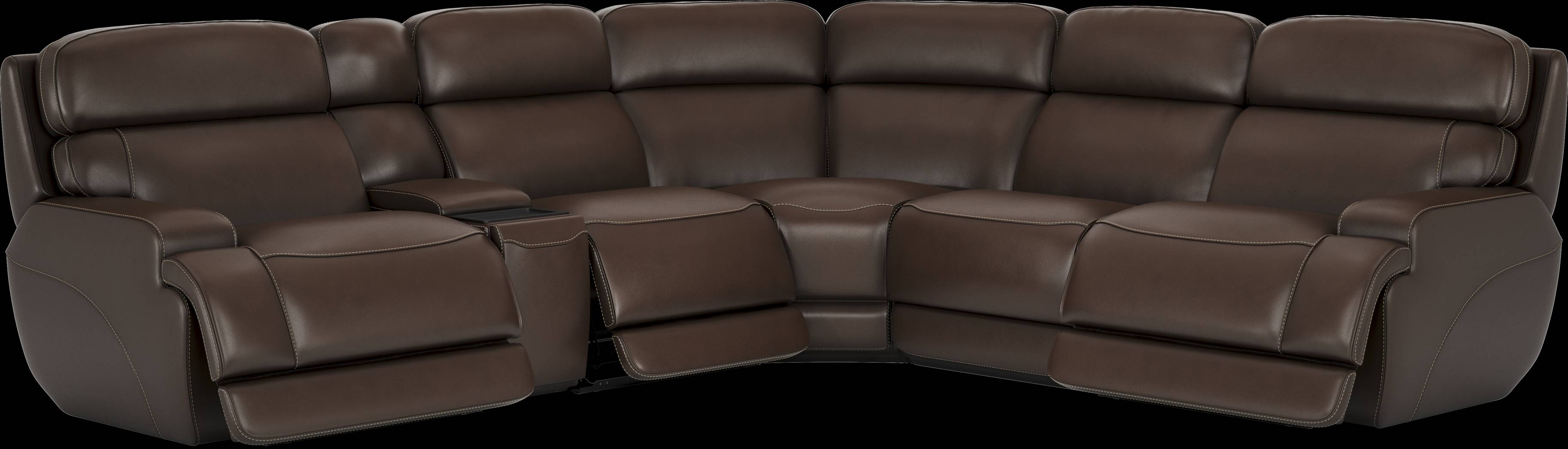 Parker Point Dark Brown Leather 9 Pc Triple Power Reclining Sectional Living Room - Thumbnail - Image 3