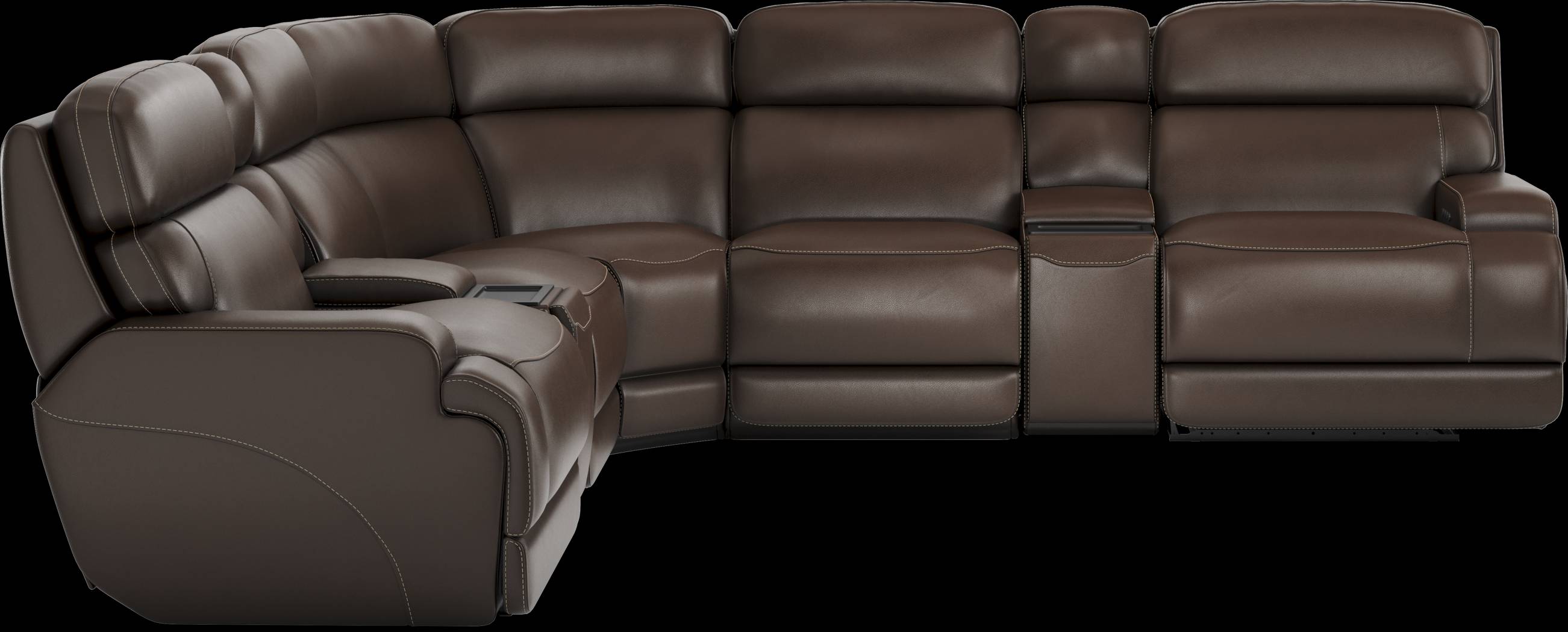 Parker Point Dark Brown Leather 10 Pc Triple Power Reclining Sectional Living Room - Thumbnail - Image 3