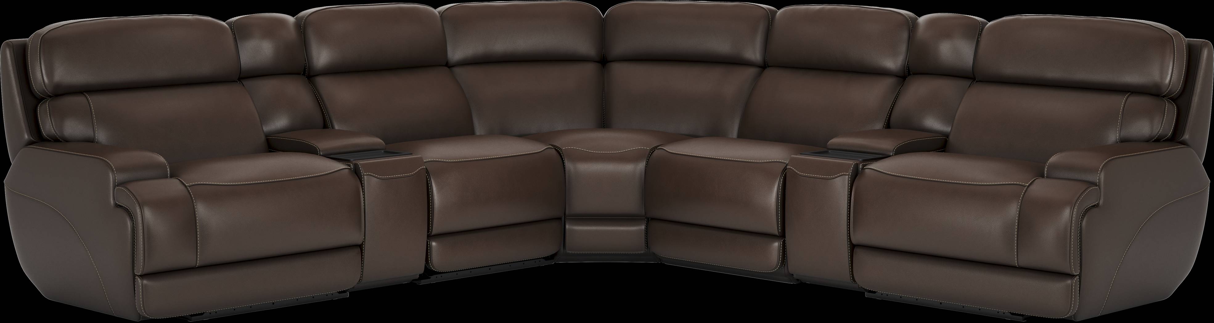 Parker Point Dark Brown Leather 10 Pc Triple Power Reclining Sectional Living Room - Thumbnail - Image 4