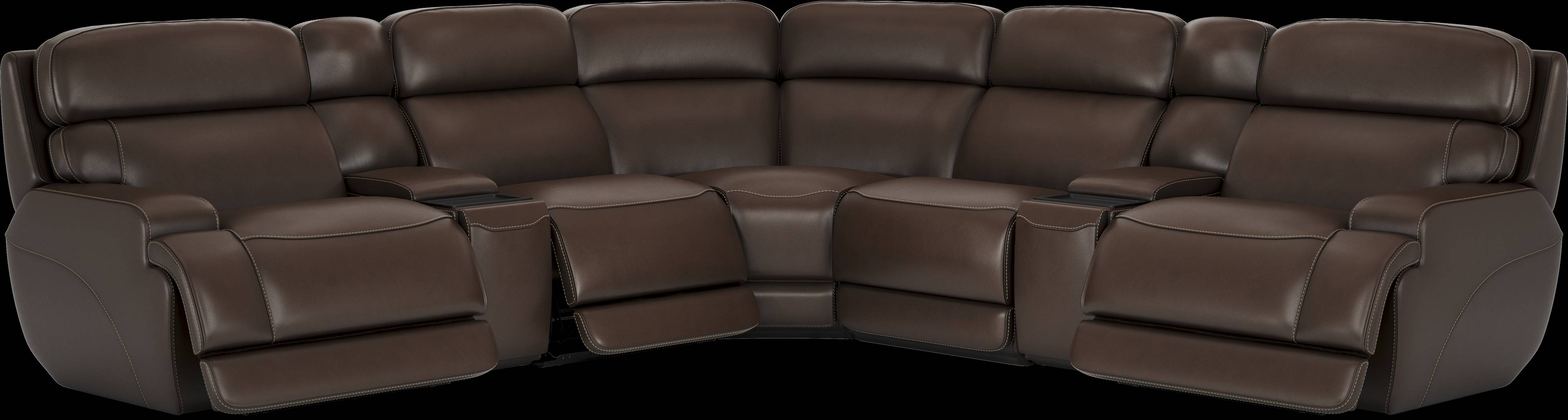 Parker Point Dark Brown Leather 10 Pc Triple Power Reclining Sectional Living Room - Thumbnail - Image 2