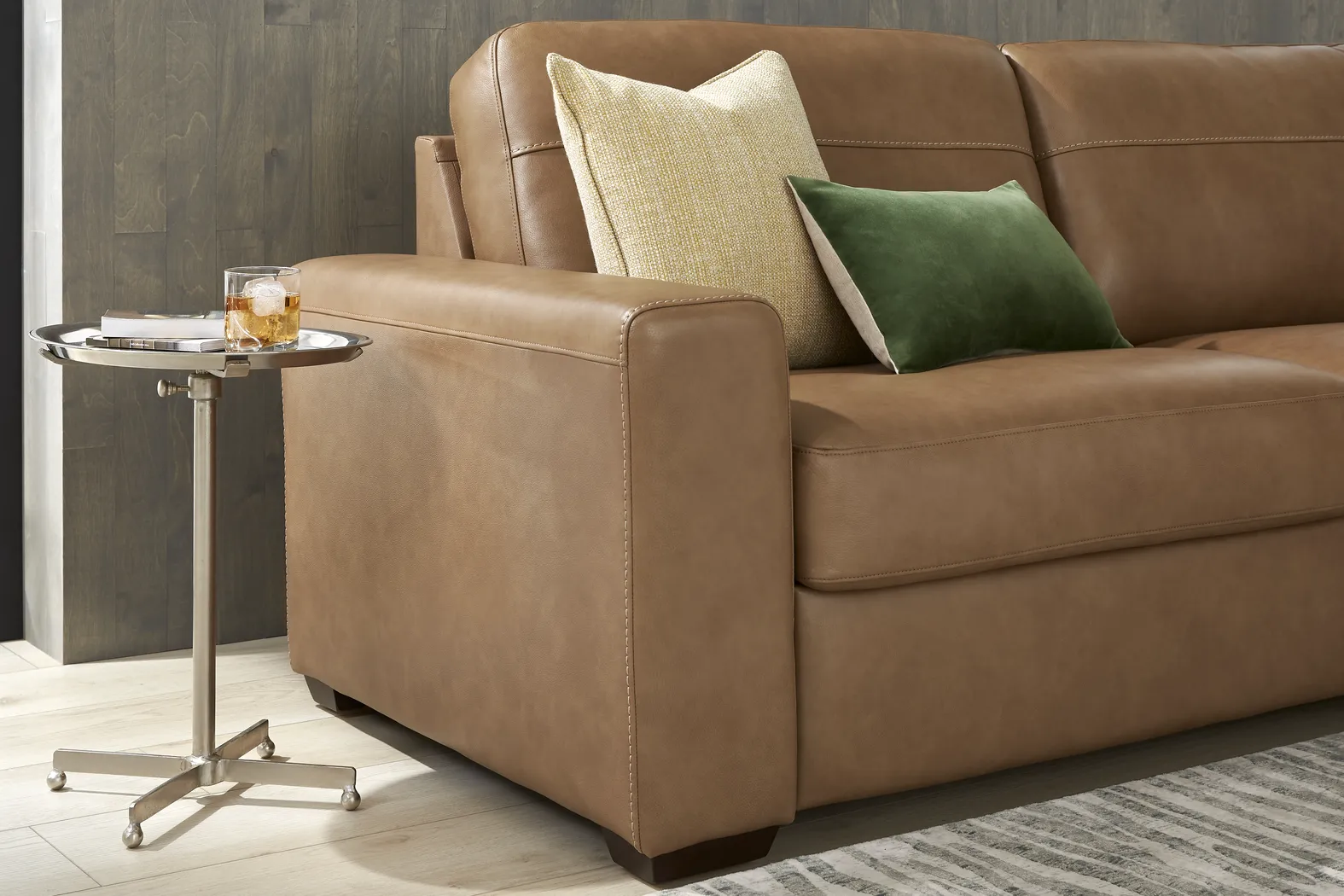 Parker Saddle Leather 4 Pc Sleeper Sectional - Thumbnail - Image 3
