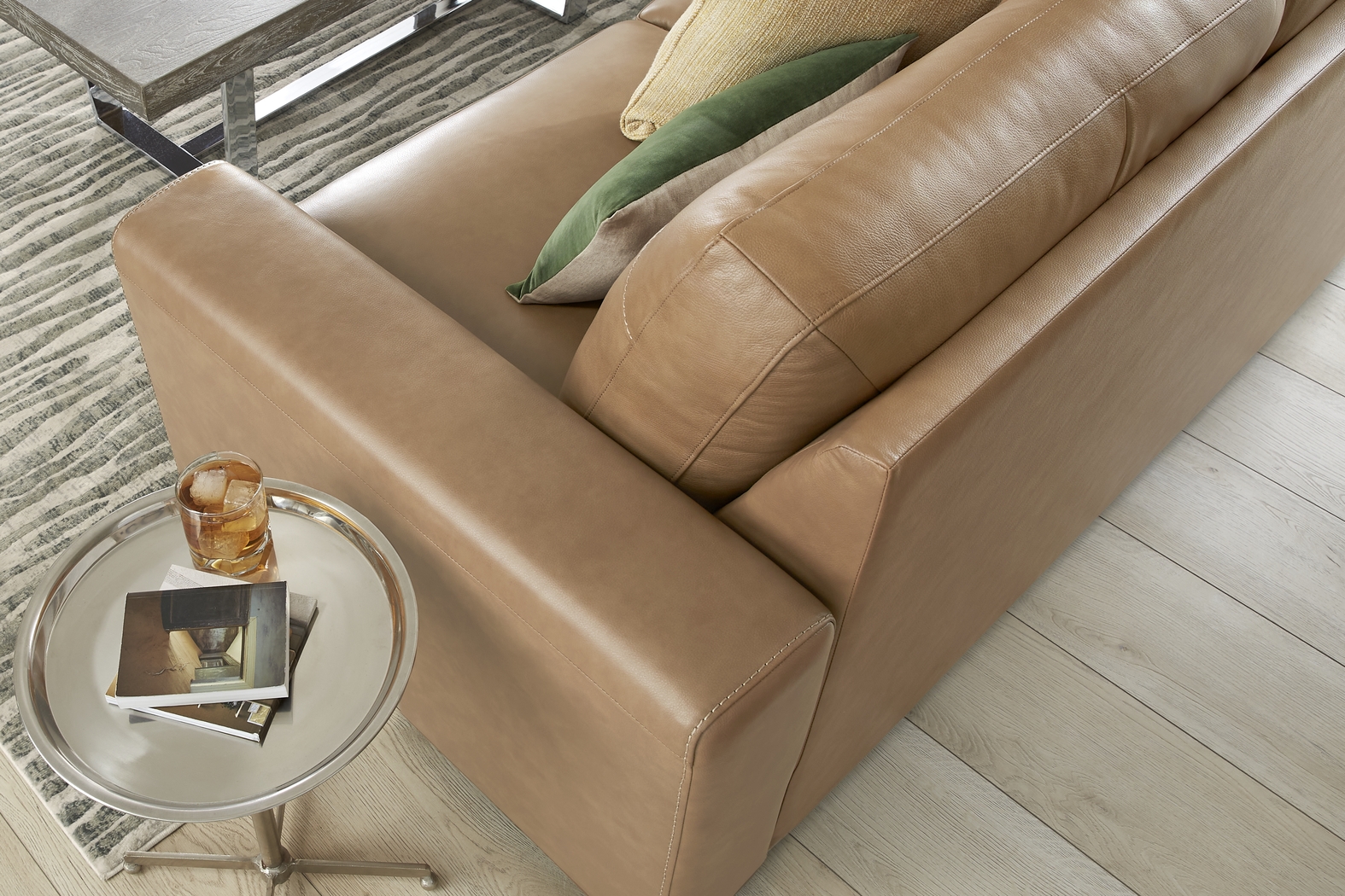 Parker Saddle Leather 2 Pc Living Room with Sleeper Loveseat - Thumbnail - Image 7