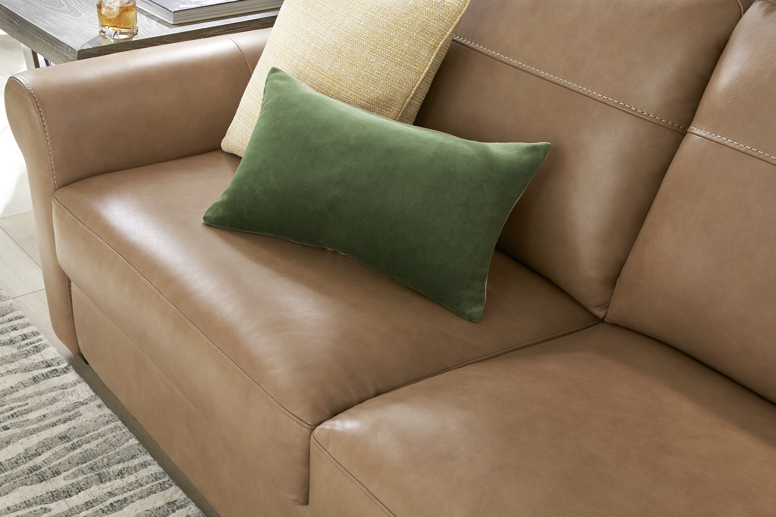 Parker Saddle Leather 2 Pc Living Room with Sleeper Sofa - Thumbnail - Image 6