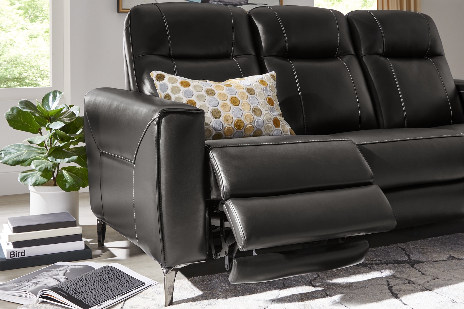 Parkside Heights Black Cherry Leather 7 Pc Dual Power Reclining Living Room - Thumbnail - Image 7