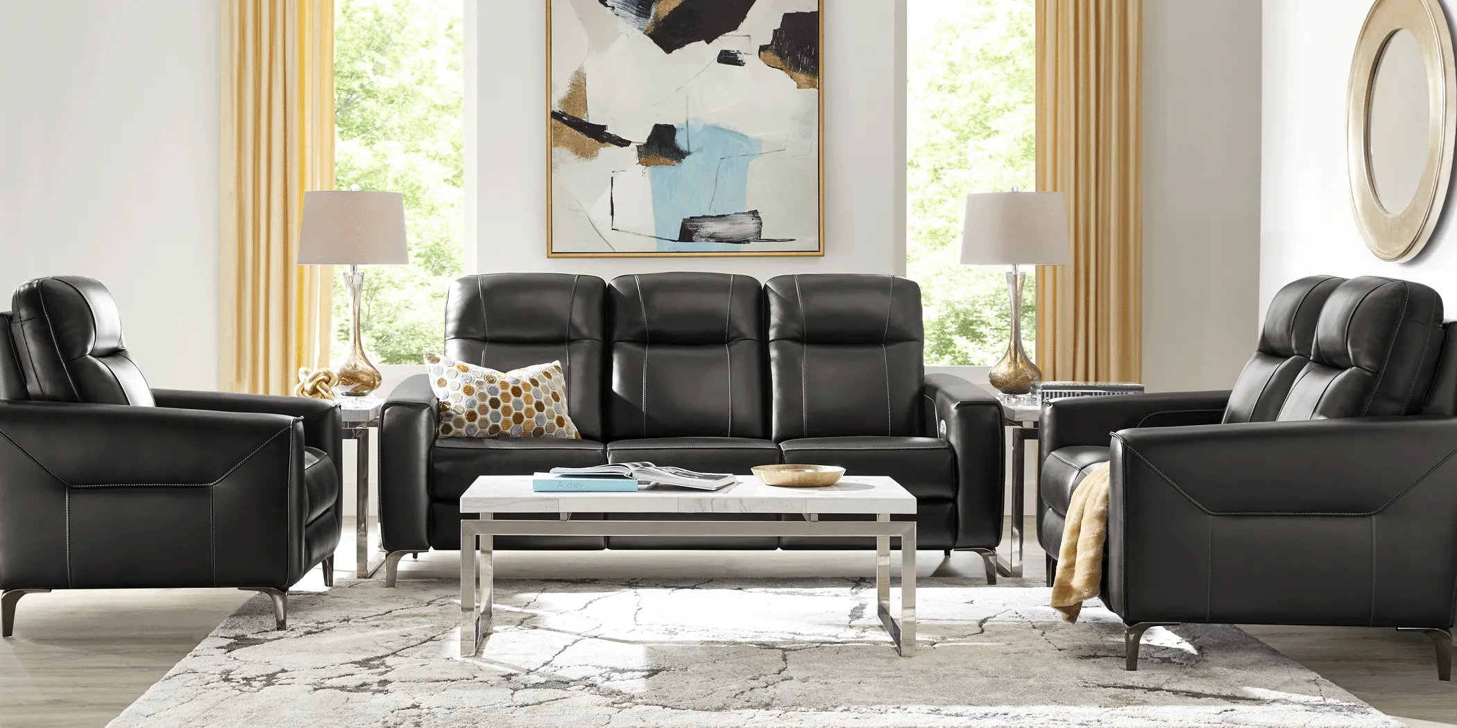 Parkside Heights Black Cherry Leather 8 Pc Living Room with Dual Power Reclining Sofa - Thumbnail - Image 2