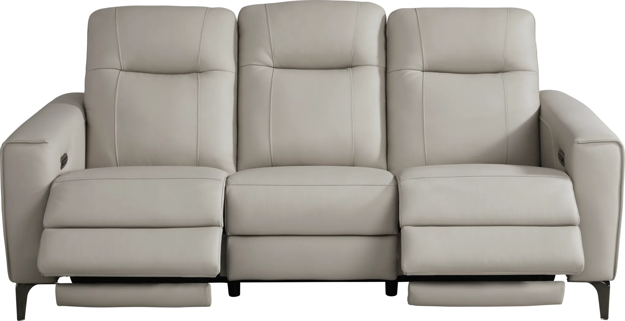 Parkside Heights Gray Leather Dual Power Reclining Sofa - Thumbnail - Image 1