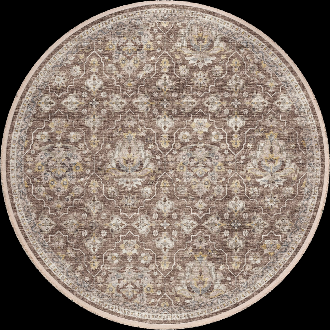 Parkwyn Brown 8' Round Rug - Thumbnail - Image 1