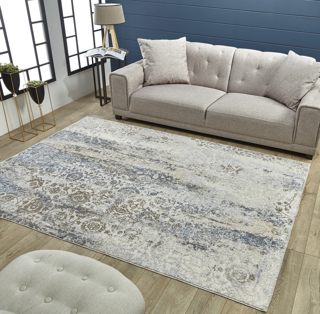 Parmere Ivory/Blue 7'10 x 10'10 Rug - Thumbnail - Image 2