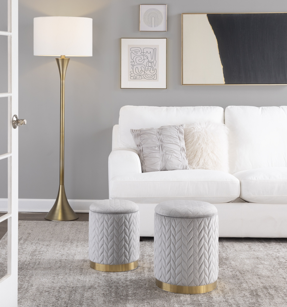 Parsonage Silver Ottoman, Set of 2 - Thumbnail - Image 2