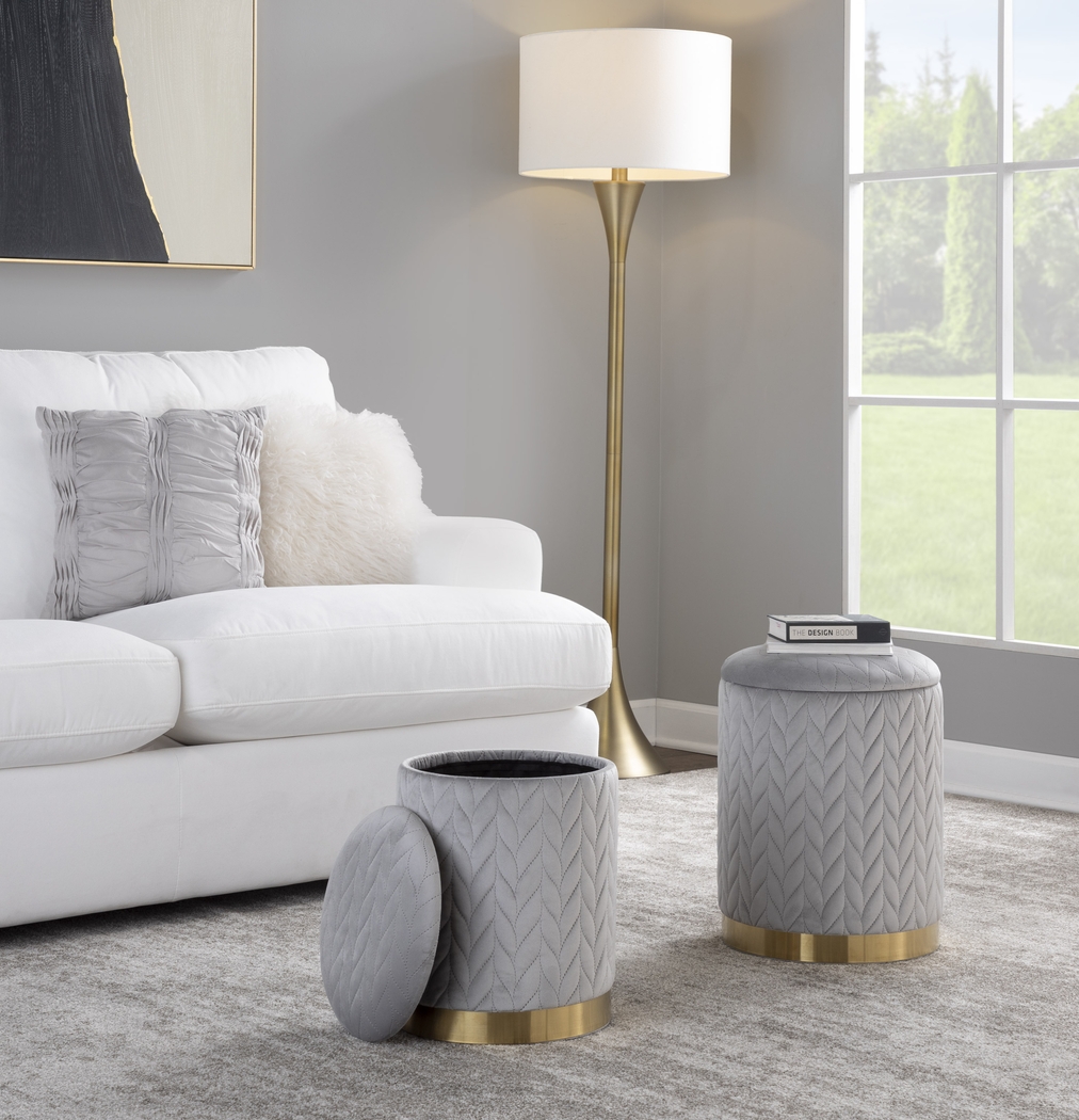 Parsonage Silver Ottoman, Set of 2 - Thumbnail - Image 3