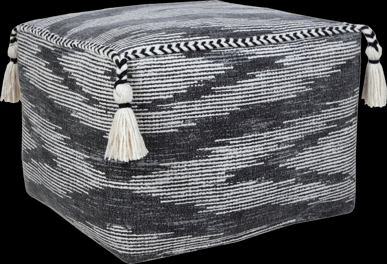 Pasemu Gray/Black Pouf - Thumbnail - Image 8