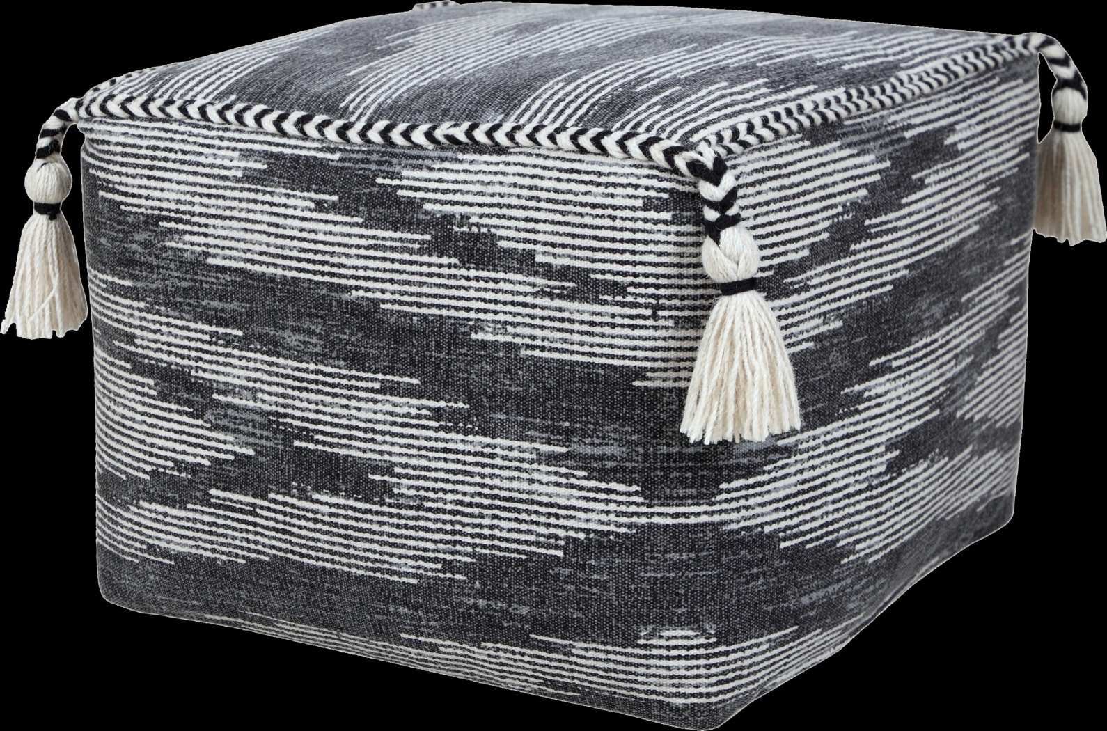 Pasemu Gray/Black Pouf - Thumbnail - Image 1