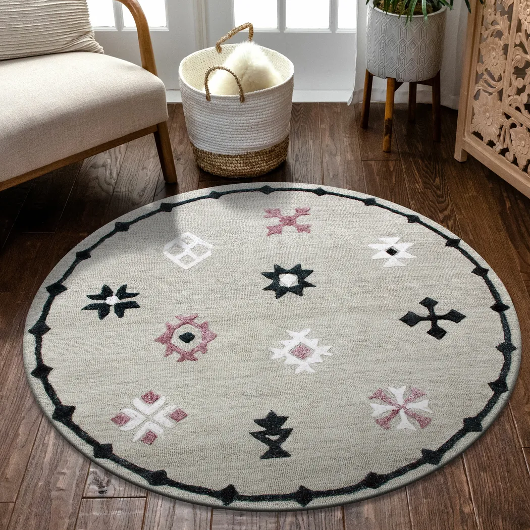 Paslier Gray/Multi 7' Round Rug - Thumbnail - Image 2