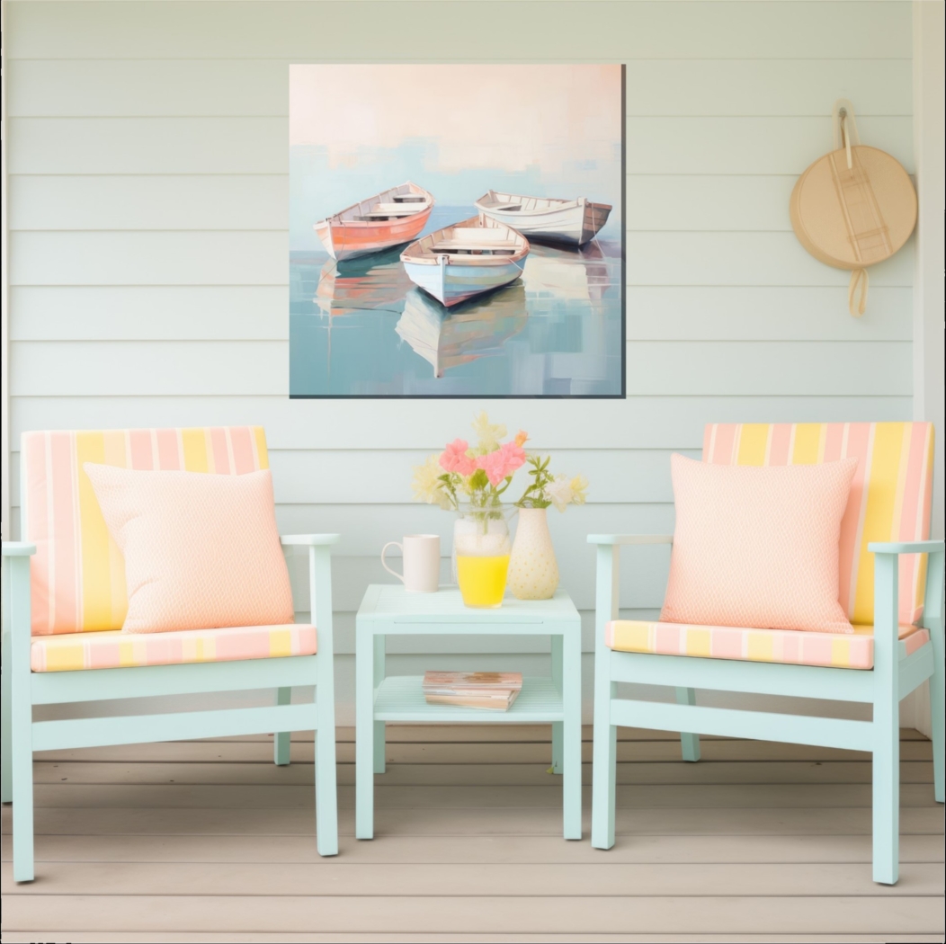 Pastel Boats Outdoor/Indoor Wall Art - Thumbnail - Image 2