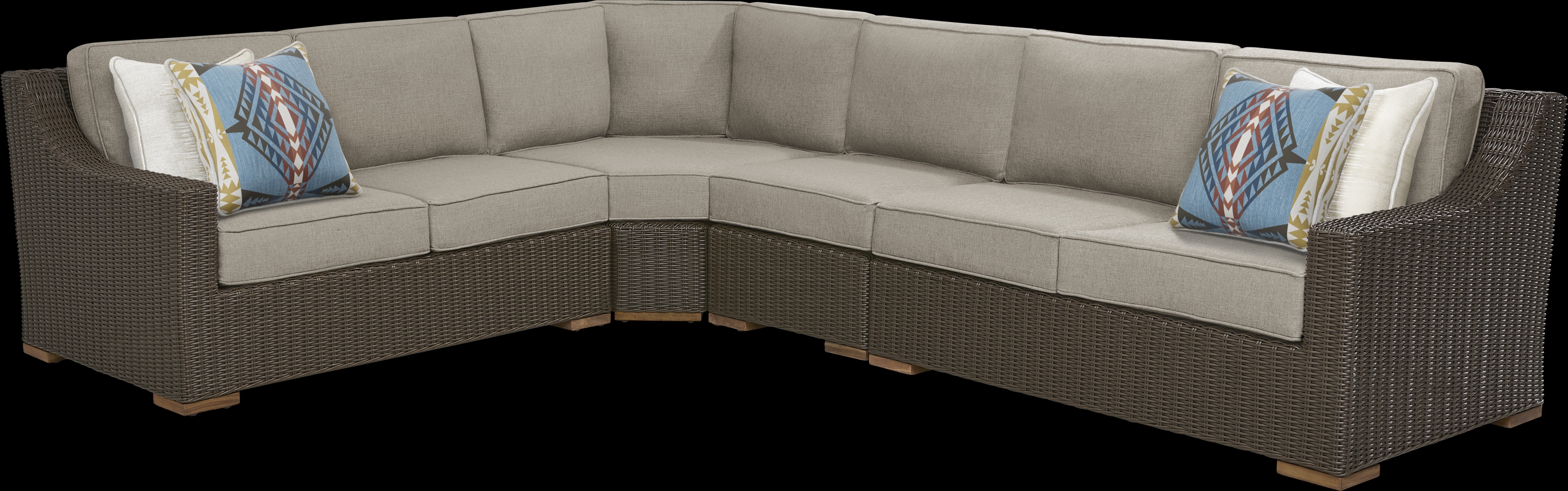 Patmos Brown 4 Pc Outdoor Sectional with Mushroom Cushions - Thumbnail - Image 1