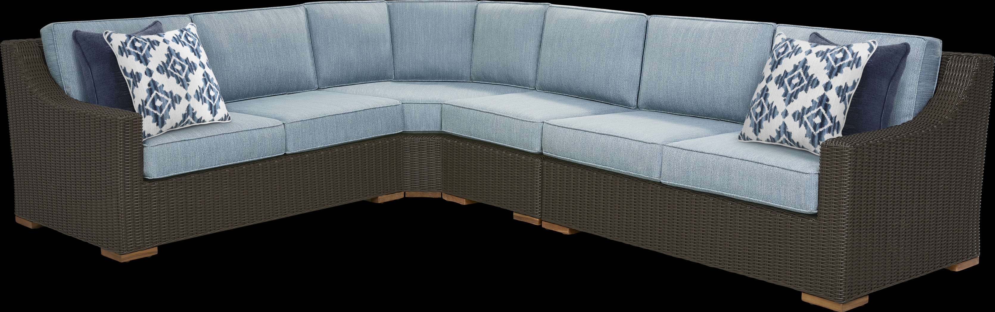 Patmos Brown 4 Pc Outdoor Sectional with Steel Cushions - Thumbnail - Image 1