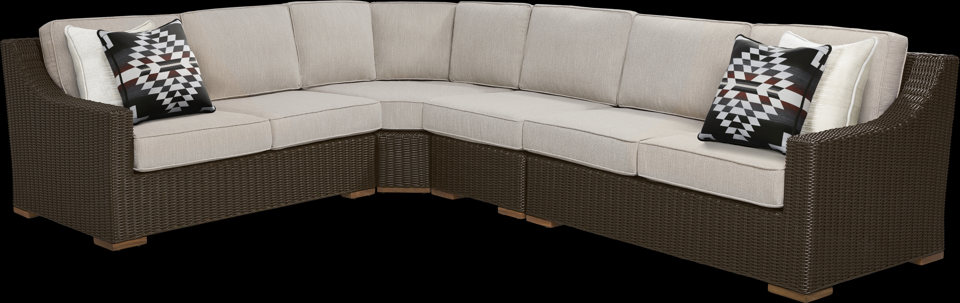 Patmos Brown 4 Pc Outdoor Sectional with Twine Cushions - Thumbnail - Image 1