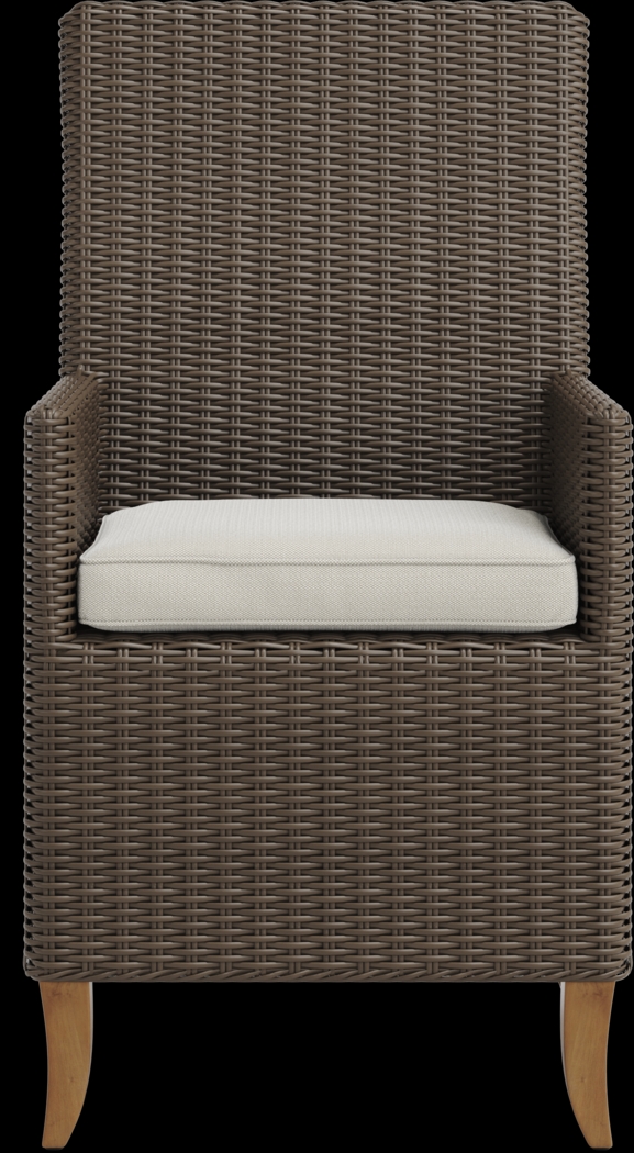 Patmos Brown Outdoor Arm Chair with Linen Cushions - Thumbnail - Image 2