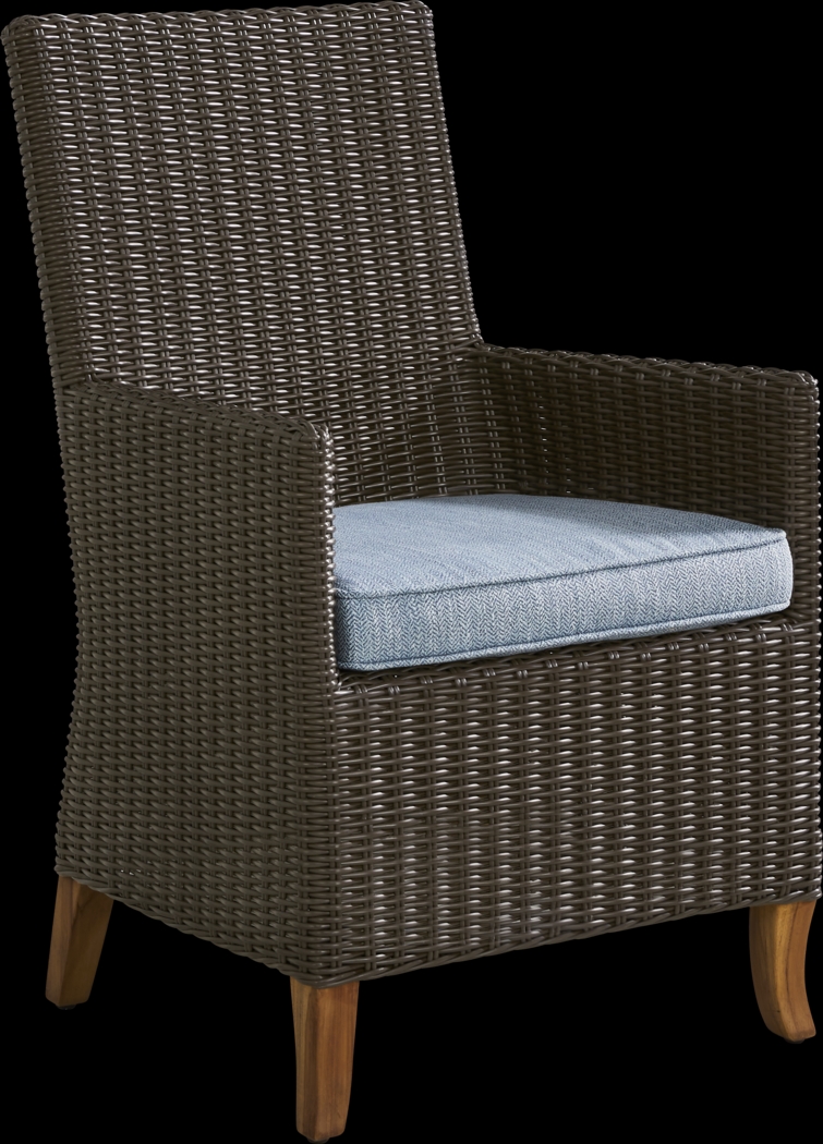 Patmos Brown Outdoor Arm Chair with Steel Cushions - Thumbnail - Image 1