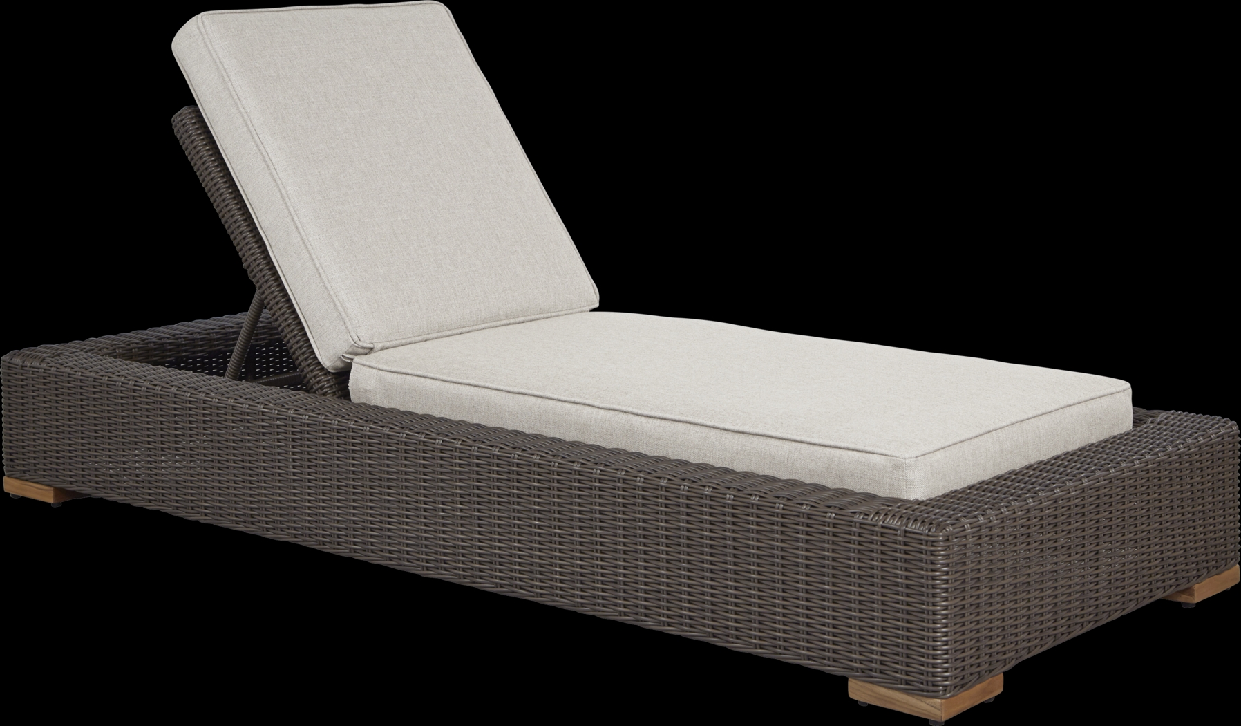 Patmos Brown Outdoor Chaise with Linen Cushions - Thumbnail - Image 1