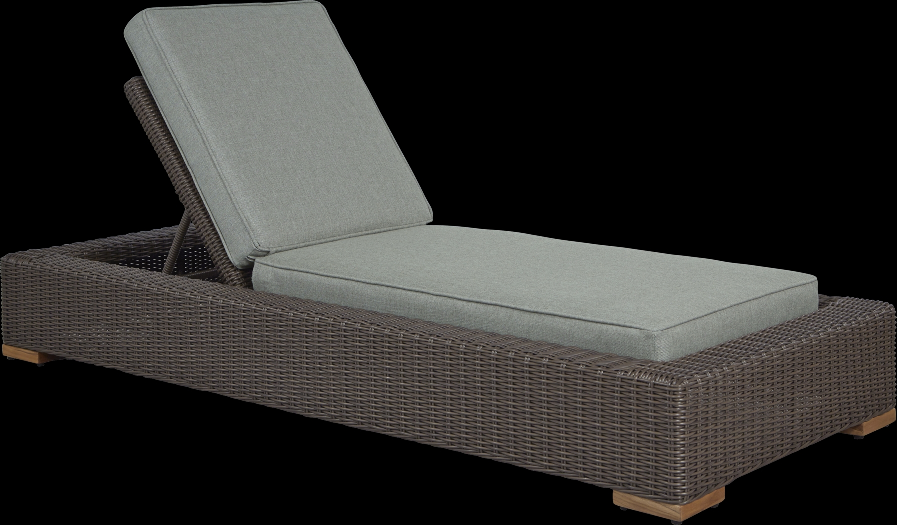 Patmos Brown Outdoor Chaise with Moss Cushions - Thumbnail - Image 1