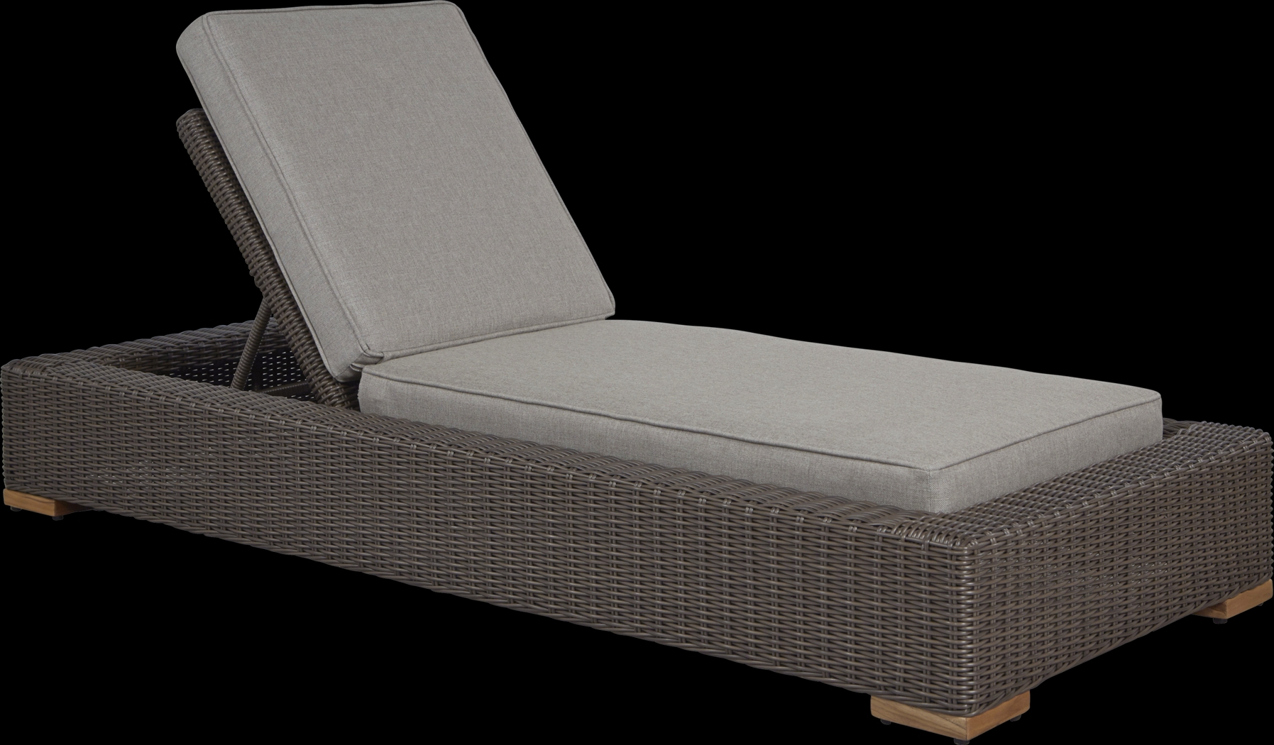 Patmos Brown Outdoor Chaise with Mushroom Cushions - Thumbnail - Image 1