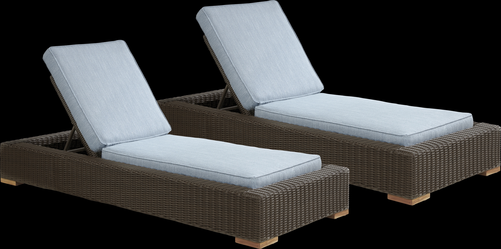 Patmos Brown Outdoor Chaise with Steel Cushions, Set of 2 - Thumbnail - Image 1