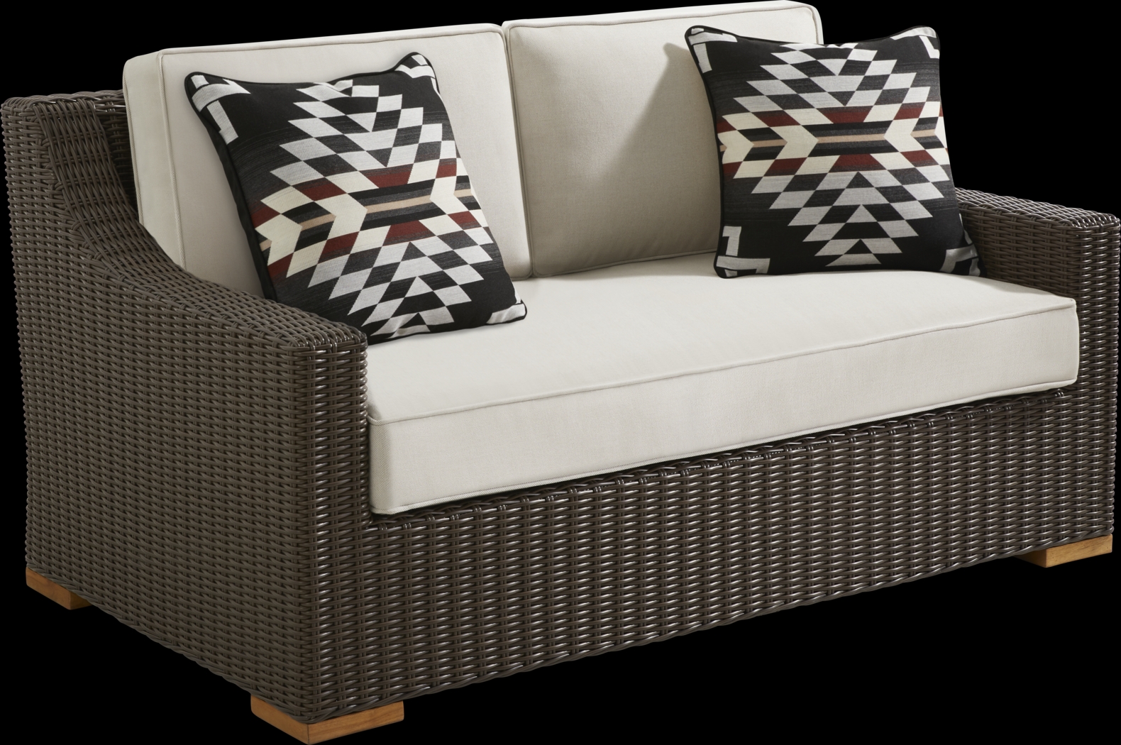 Patmos Brown 4 Pc Outdoor Loveseat Seating Set with Linen Cushions - Thumbnail - Image 3