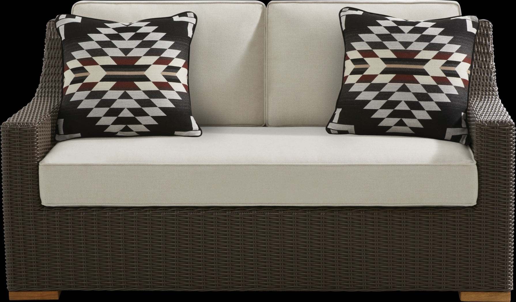 Patmos Brown 4 Pc Outdoor Loveseat Seating Set with Linen Cushions - Thumbnail - Image 2