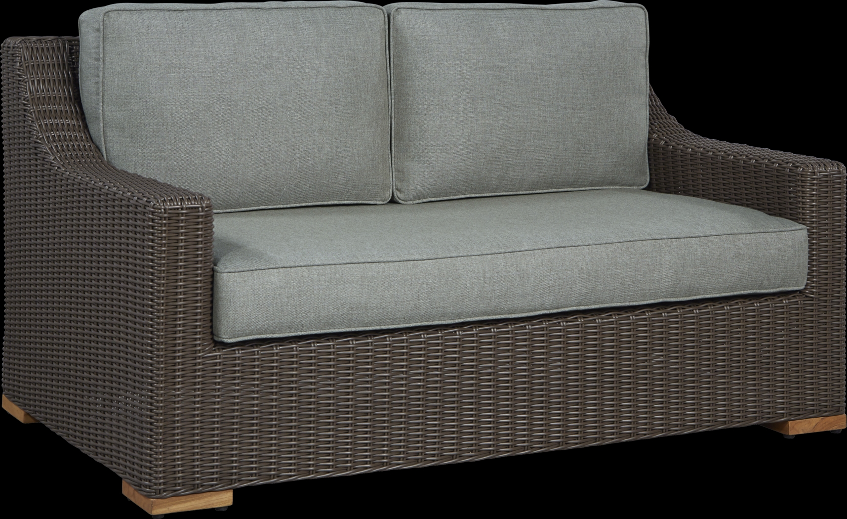 Patmos Brown Outdoor Loveseat with Moss Cushions - Thumbnail - Image 2