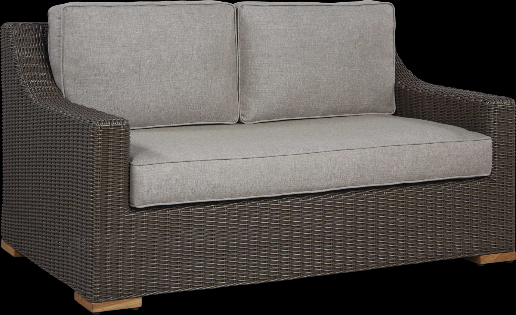 Patmos Brown Outdoor Loveseat with Mushroom Cushions - Thumbnail - Image 2