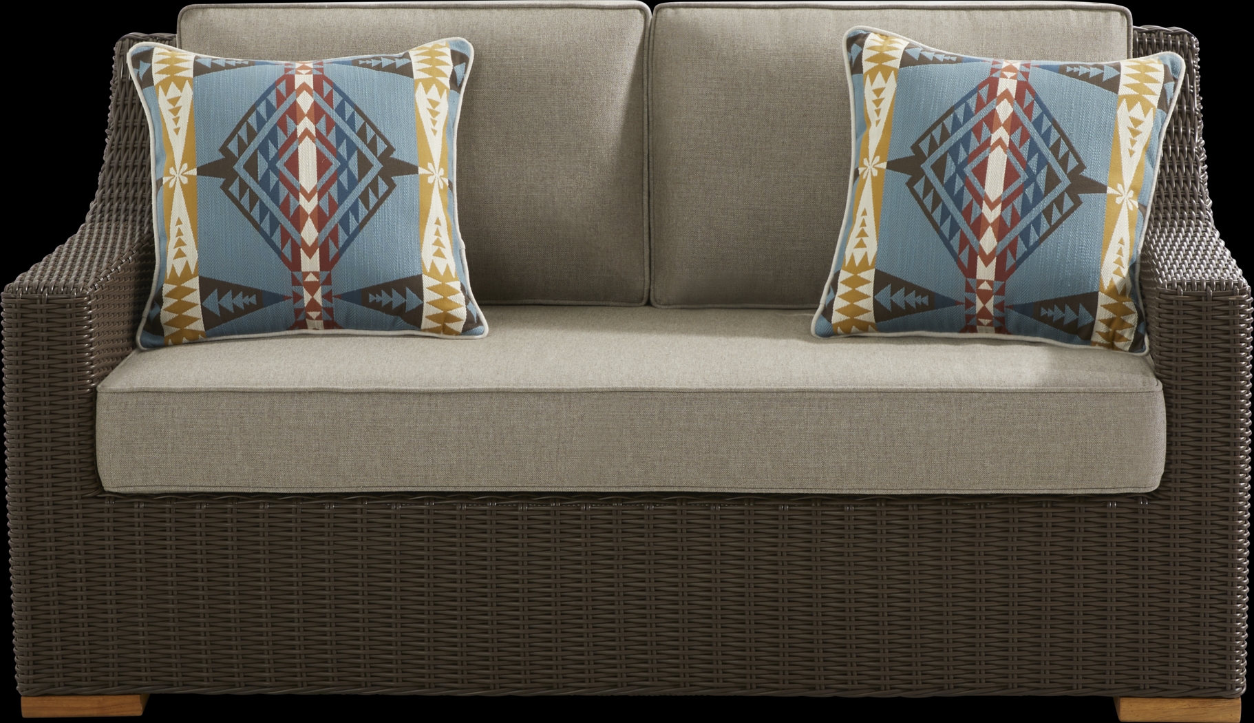 Patmos Brown 4 Pc Outdoor Loveseat Seating Set with Mushroom Cushions - Thumbnail - Image 2