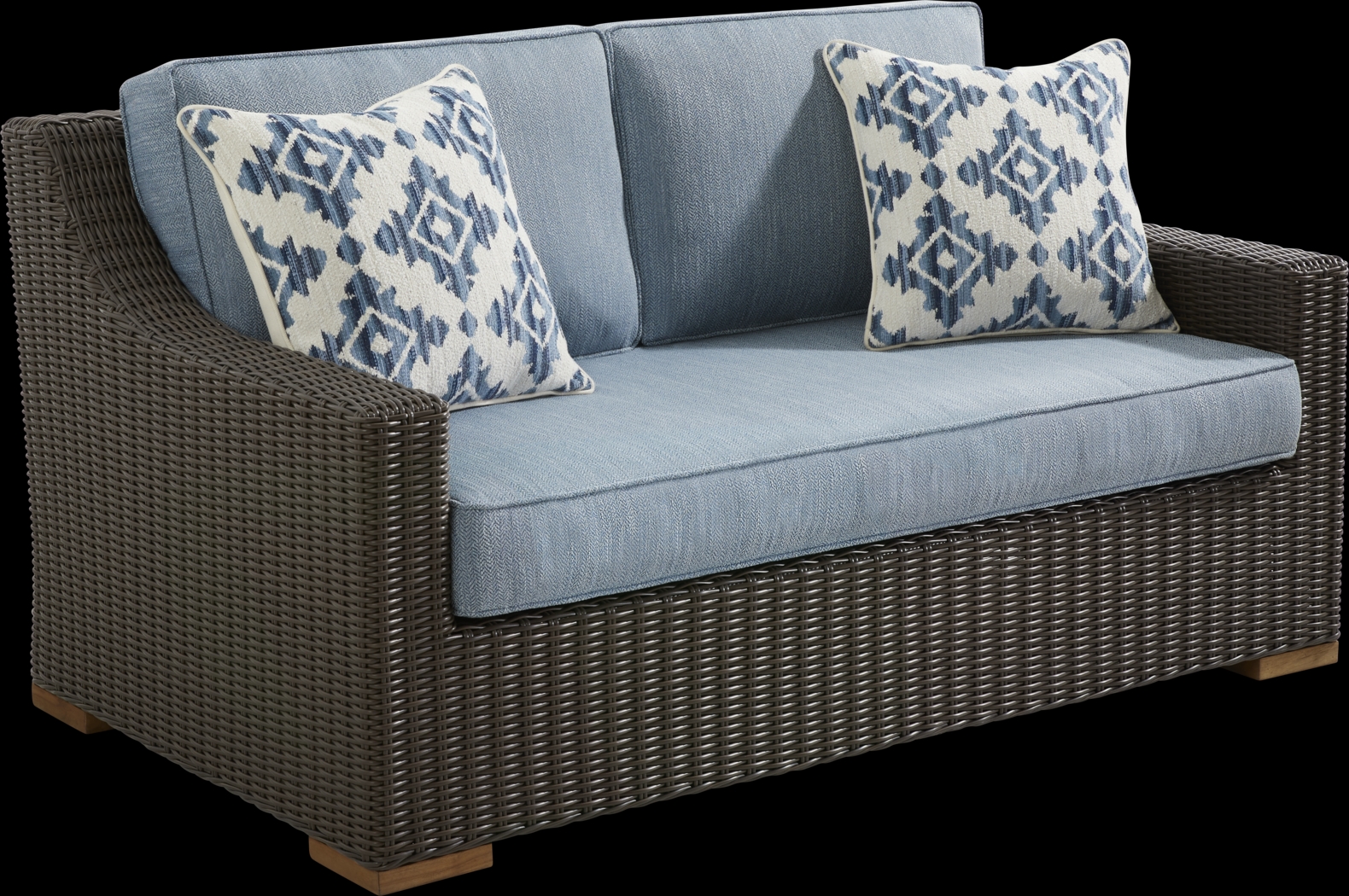 Patmos Brown 4 Pc Outdoor Loveseat Seating Set with Steel Cushions - Thumbnail - Image 3