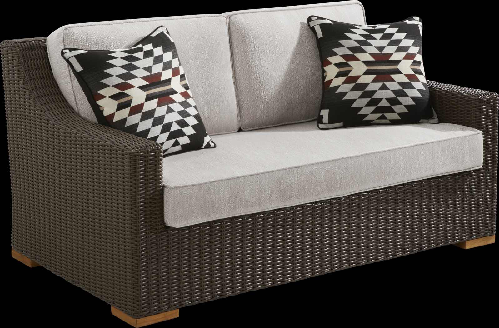 Patmos Brown 4 Pc Outdoor Loveseat Seating Set with Twine Cushions - Thumbnail - Image 3