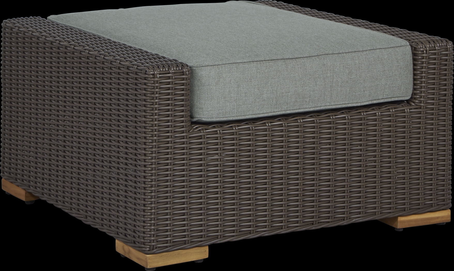 Patmos Brown Outdoor Ottoman with Moss Cushion - Thumbnail - Image 1